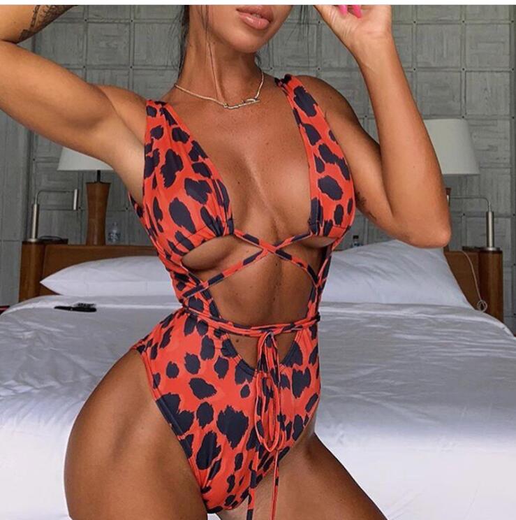 Leopard Orange One Piece Swimsuit