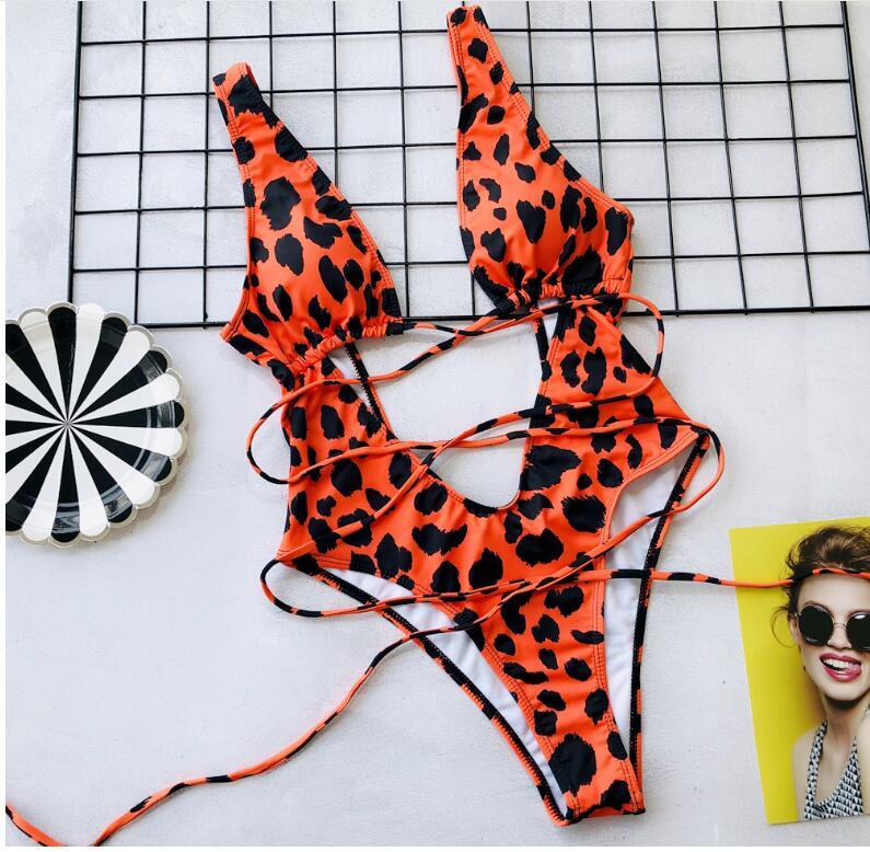 Leopard Orange One Piece Swimsuit