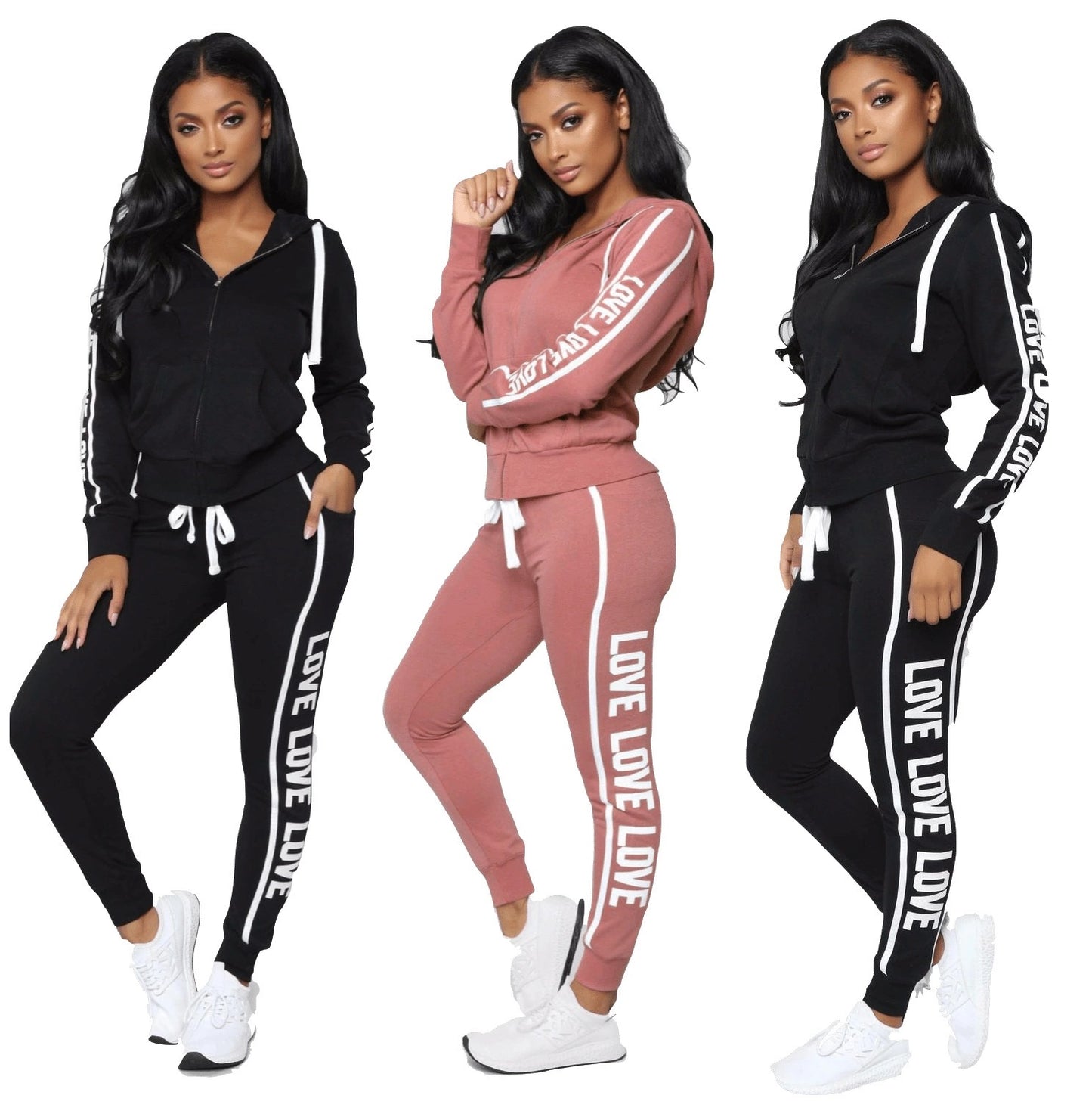 "Love Love Love" Women Long Sleeve Two Piece Set