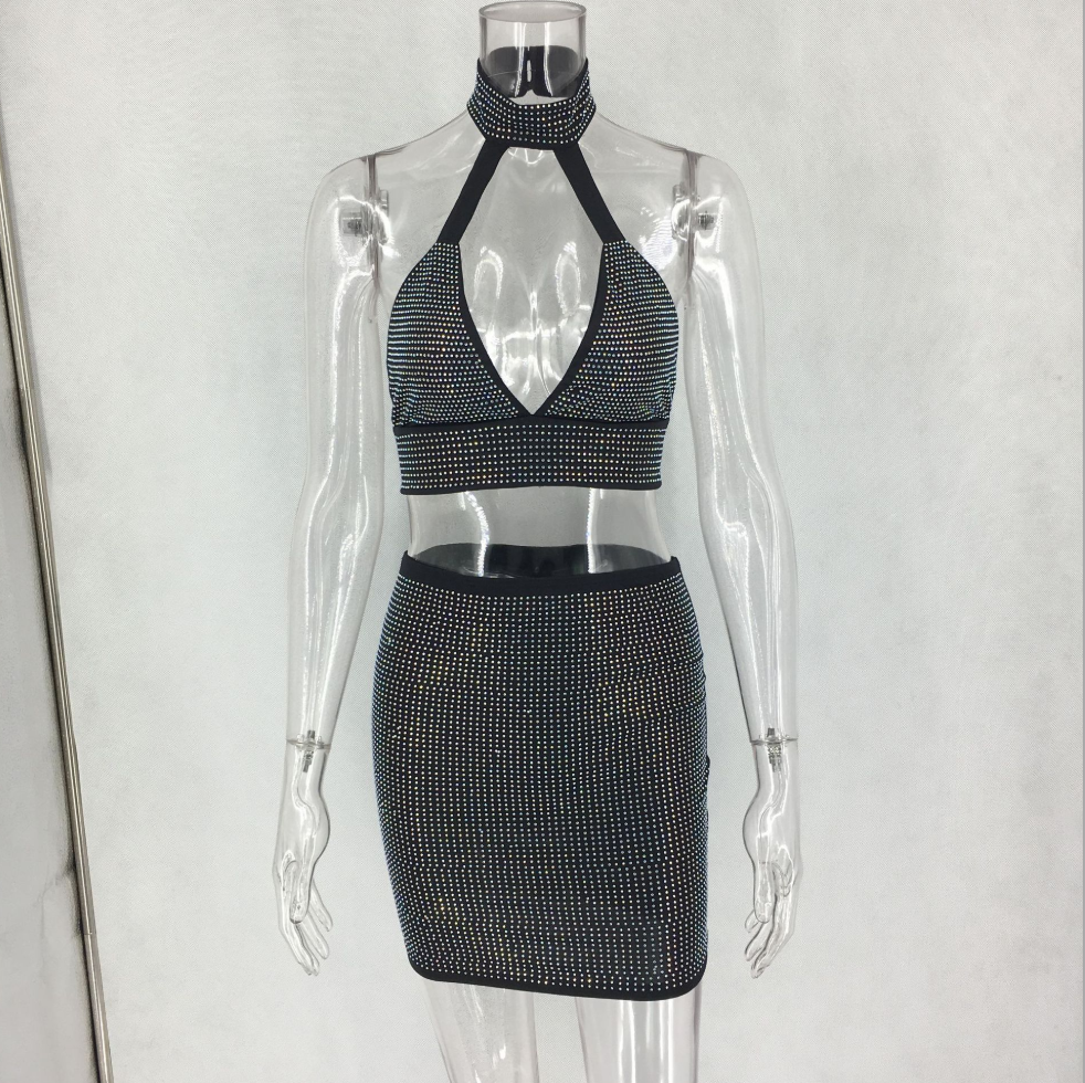 Women's Diamond Two Piece Skirt Set