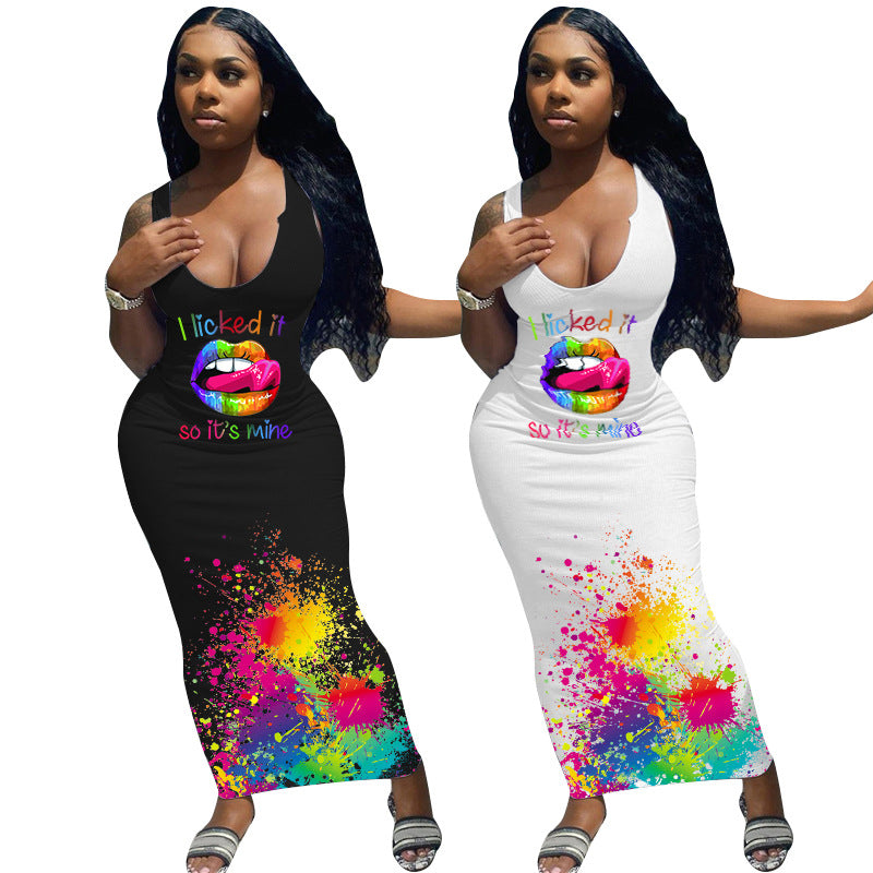 Women's Summer Breathable Long Skirt Fashion Print Casual Dress
