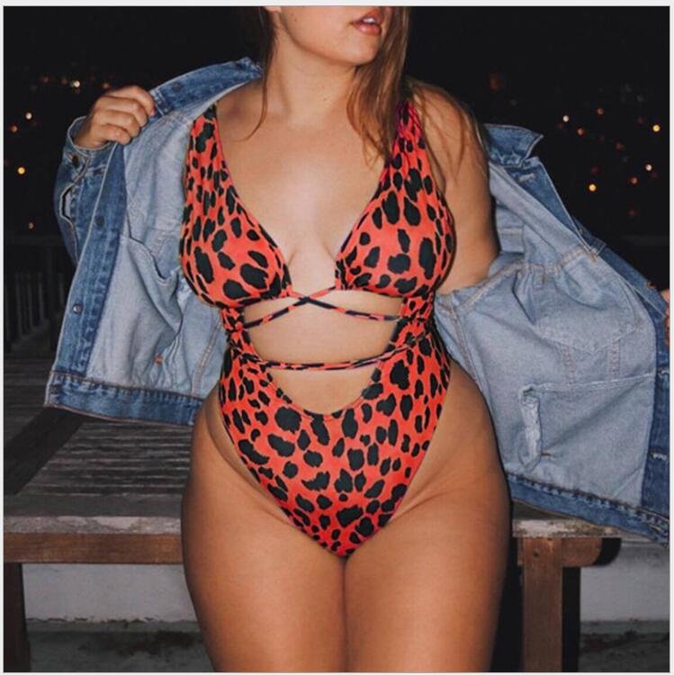 Leopard Orange One Piece Swimsuit