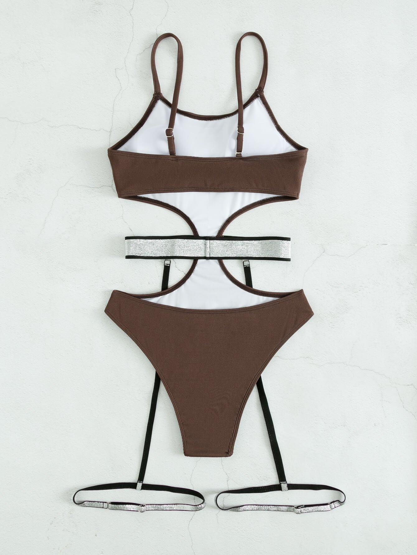 Glitter Cutout Spaghetti Strap One-Piece Swimsuit