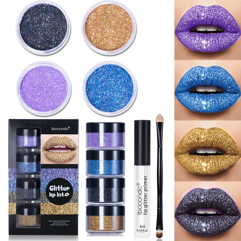 "Diamond" Glitter Waterproof Lip Gloss Long Lasting Kit With Lip Primer