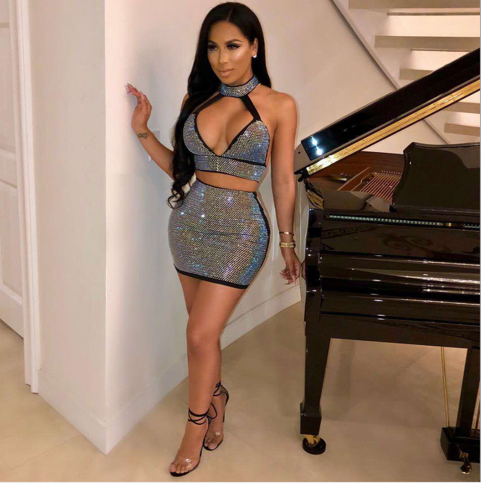 Women's Diamond Two Piece Skirt Set