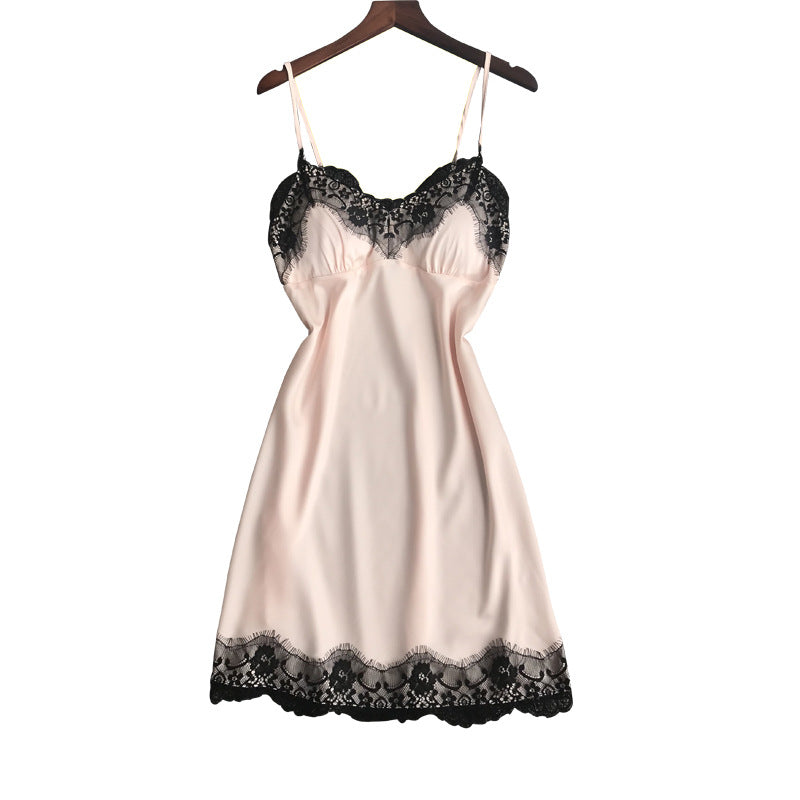 V-neck Lace Hem Strap Nightgown