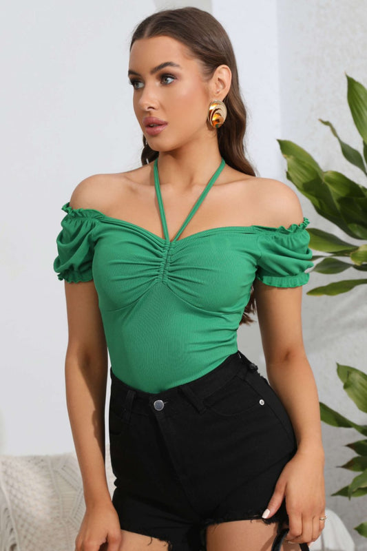 Drawstring Ruched Short Sleeve Top