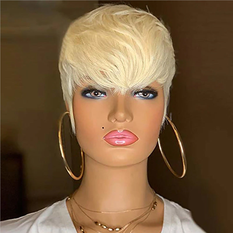 Ladies Short Synthetic Blonde Pixie Haircut Wig