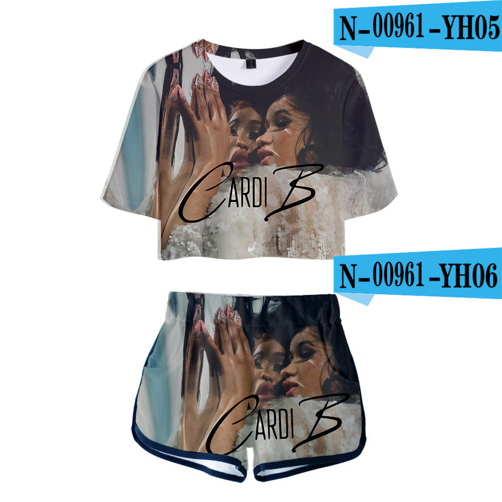 Trendy Sexy 3D Printed Short Sleeve Set