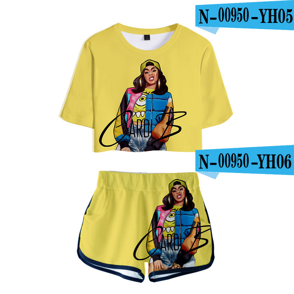 Trendy Sexy 3D Printed Short Sleeve Set