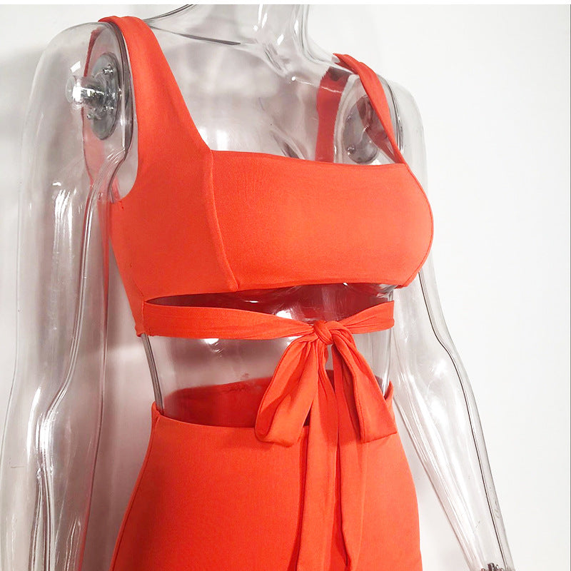 Women's Tie Up Shirt and Skirt Set