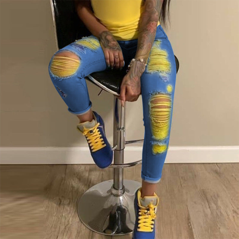 "Colors" Women's Color Ripped Jeans
