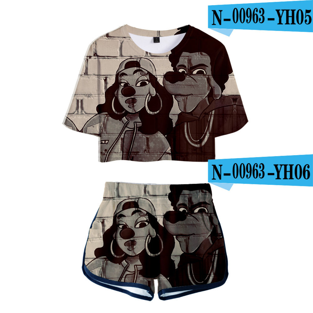 Trendy Sexy 3D Printed Short Sleeve Set