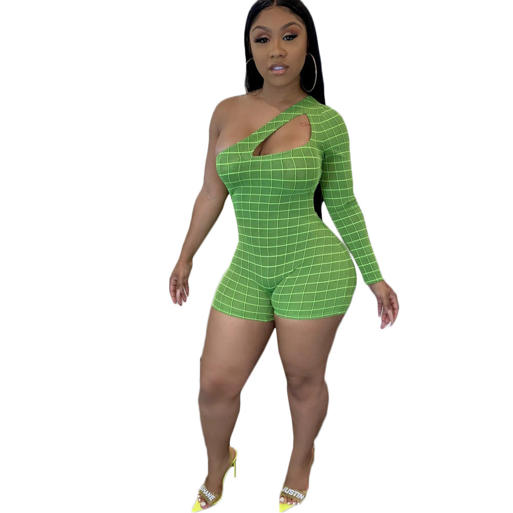 Women's Plaid Printed Romper