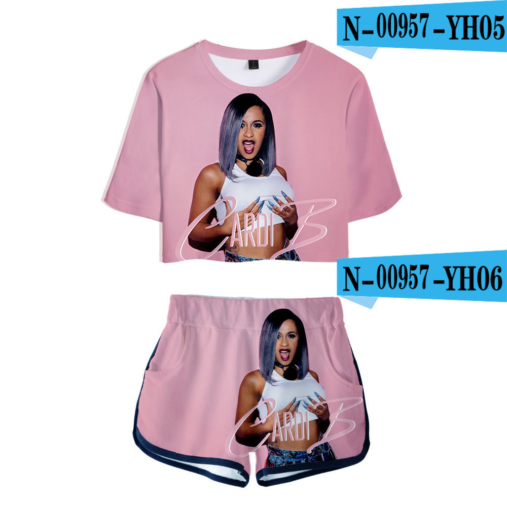 Trendy Sexy 3D Printed Short Sleeve Set