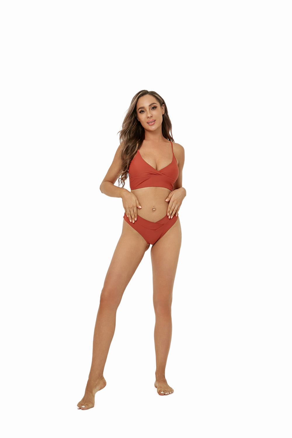 Ruched Detail Spaghetti Strap Bikini Set