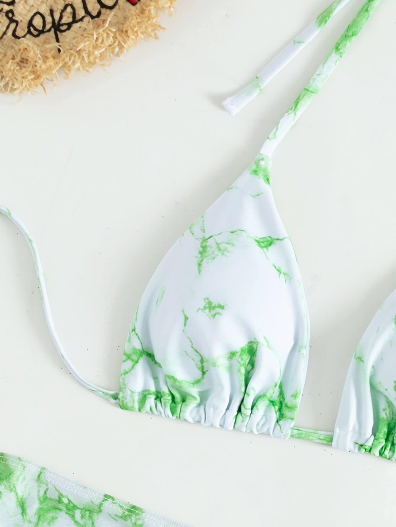Tie-Dye Halter Neck Ruched Three-Piece Swimsuit