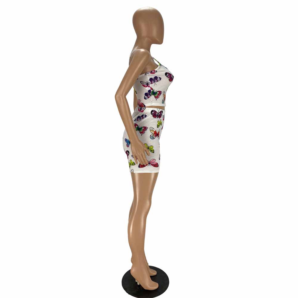 Fashion Print Crop Tank Top & Shorts Sexy Two-Piece Set