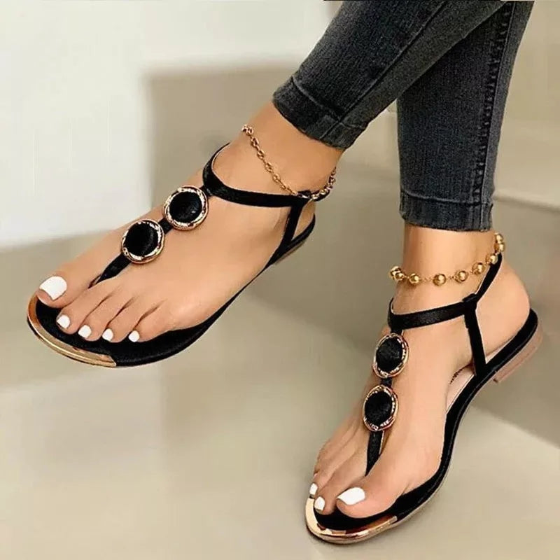 Women's Summertime Gold Trim Sandals