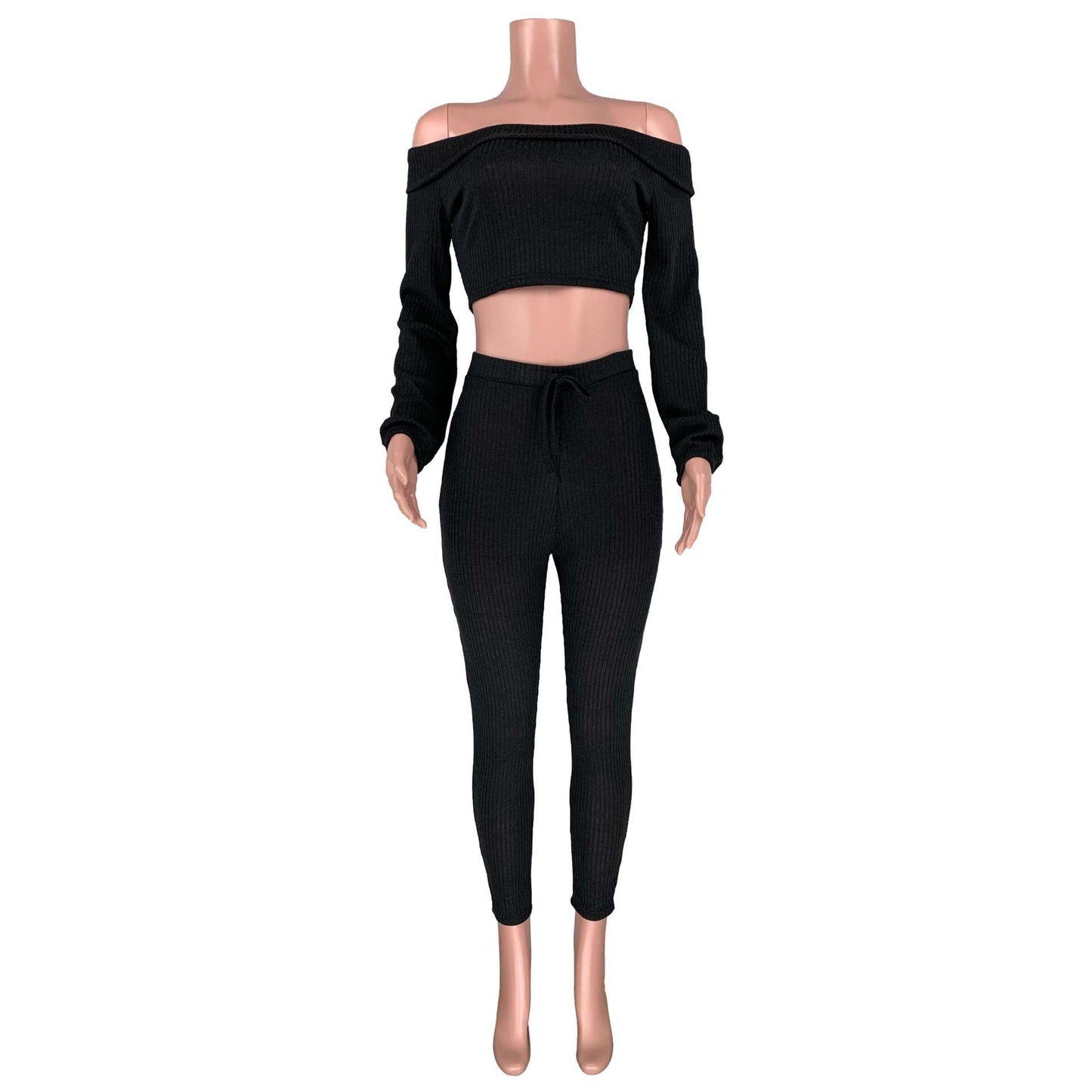 One-piece shoulder fold collar two-piece set