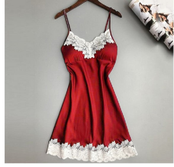 V-neck Lace Hem Strap Nightgown