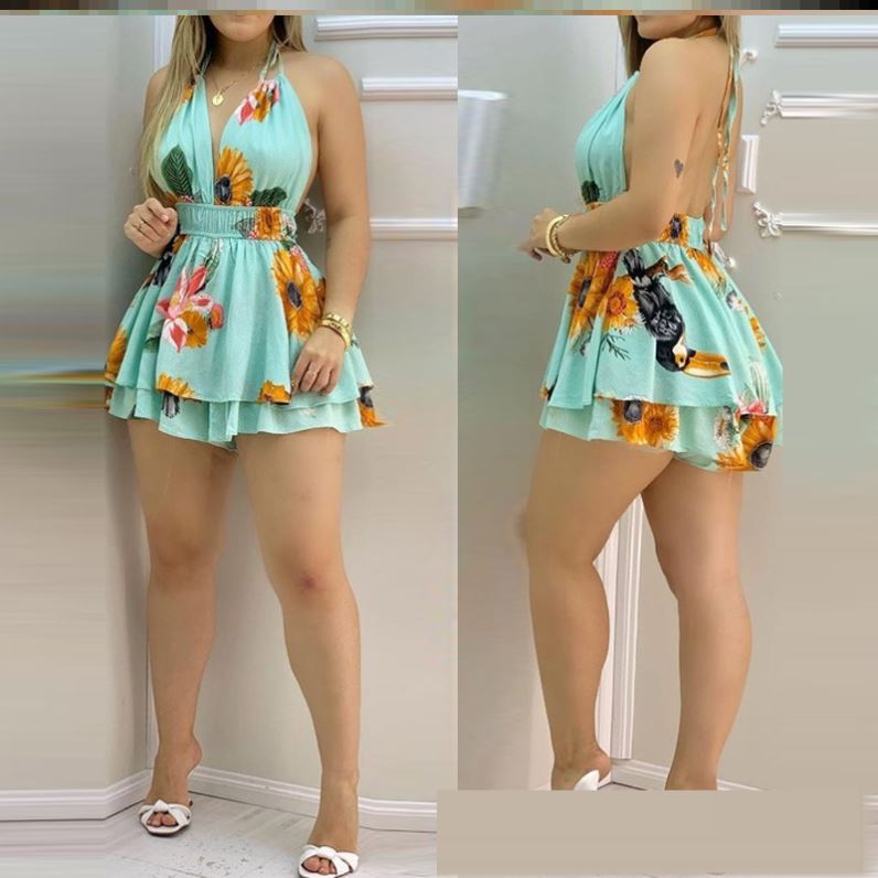 "Spring Into Fashion" Flower Blue Romper