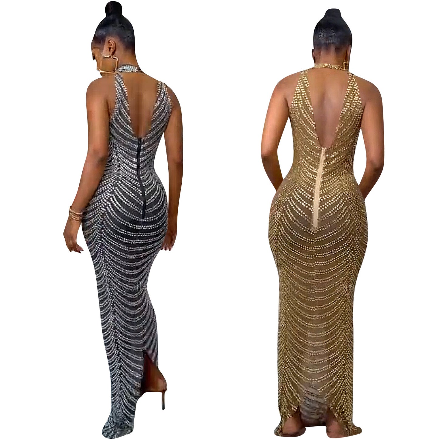 Hot Diamond Sexy Backless Dress