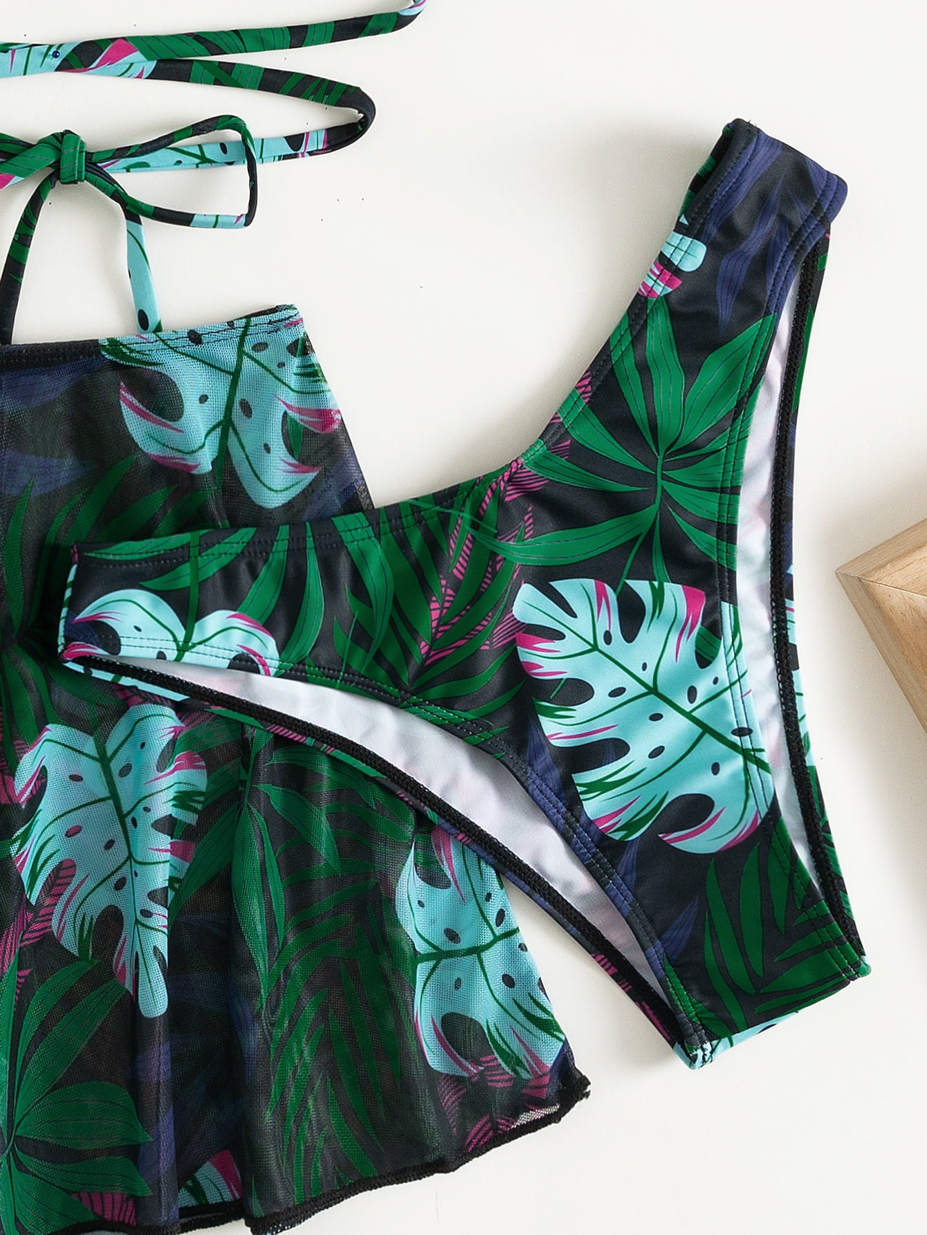 Surfing The Coast Botanical Print Three-Piece Swimsuit
