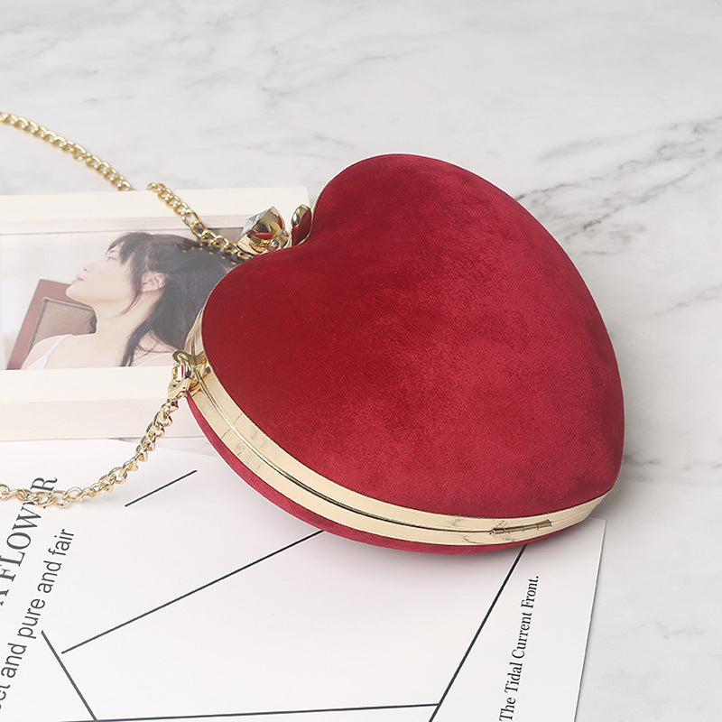 Plush Heart Shaped Chain Purse