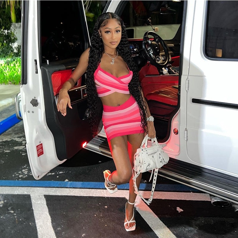 Women's Camisole High Waist Skirt Two Piece Set