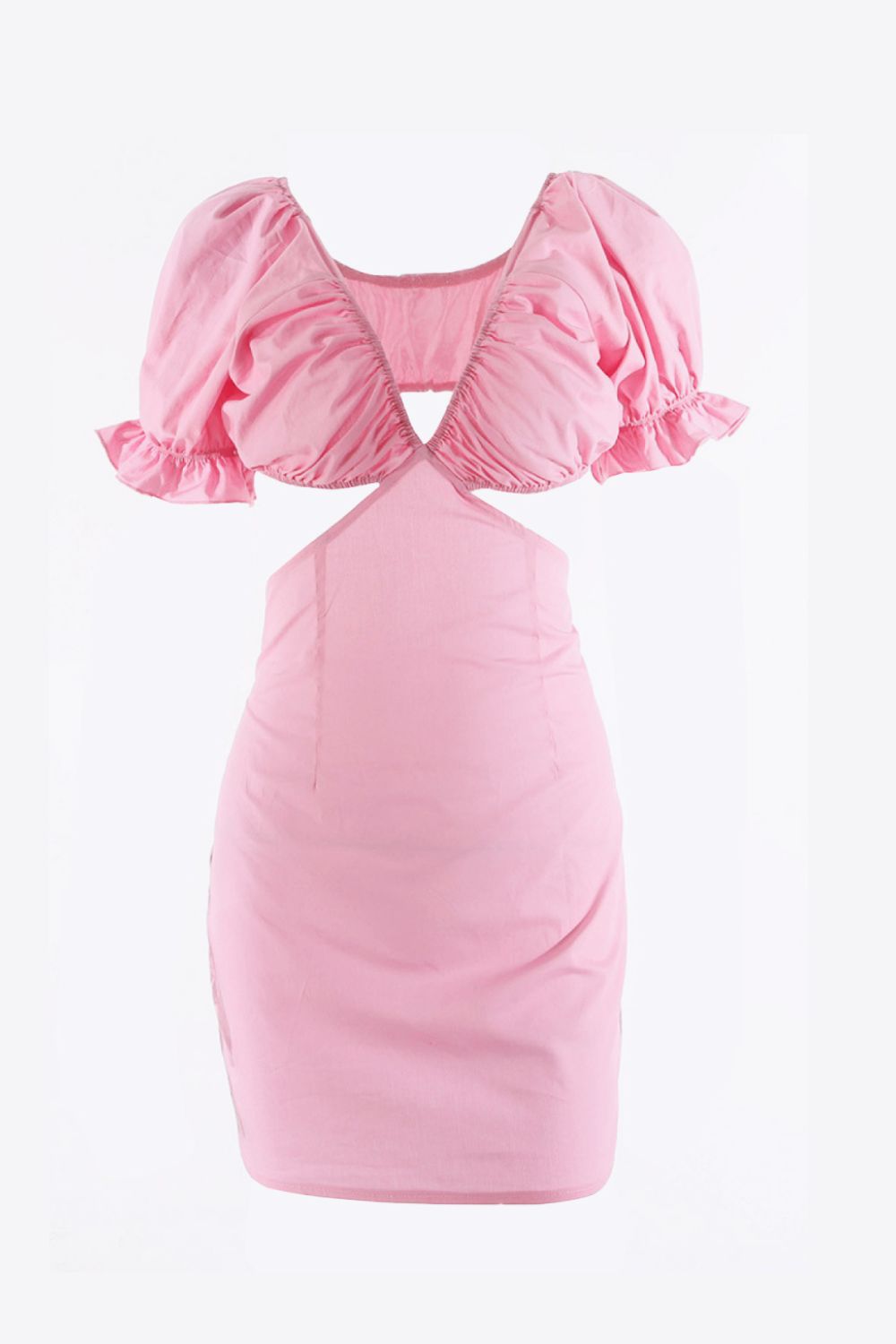Short Flounce Sleeve Plunge Cutout Dress