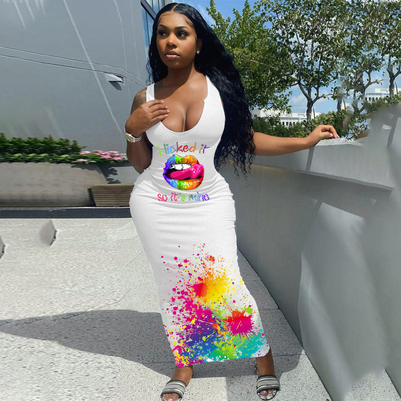 Women's Summer Breathable Long Skirt Fashion Print Casual Dress