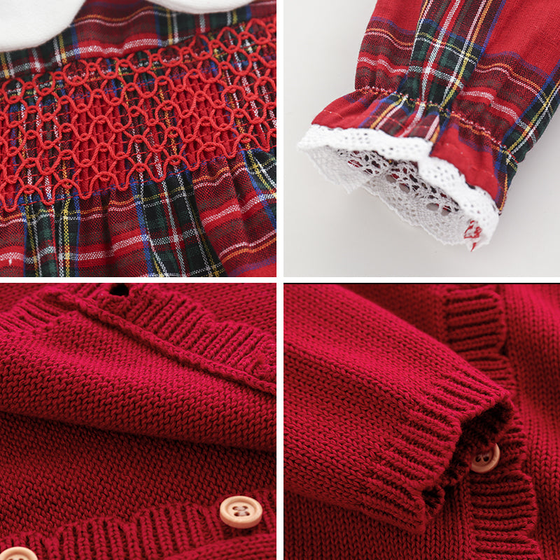 Little Girls' Red Checker Print Dress