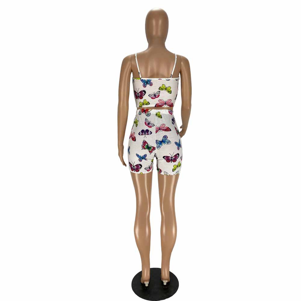 Fashion Print Crop Tank Top & Shorts Sexy Two-Piece Set