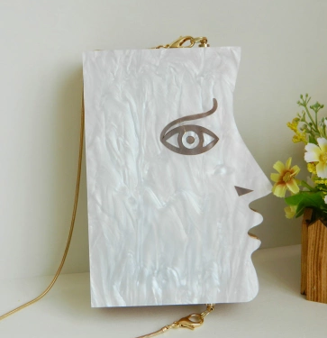 New Unique Design Wooden Acrylic White Face Purse