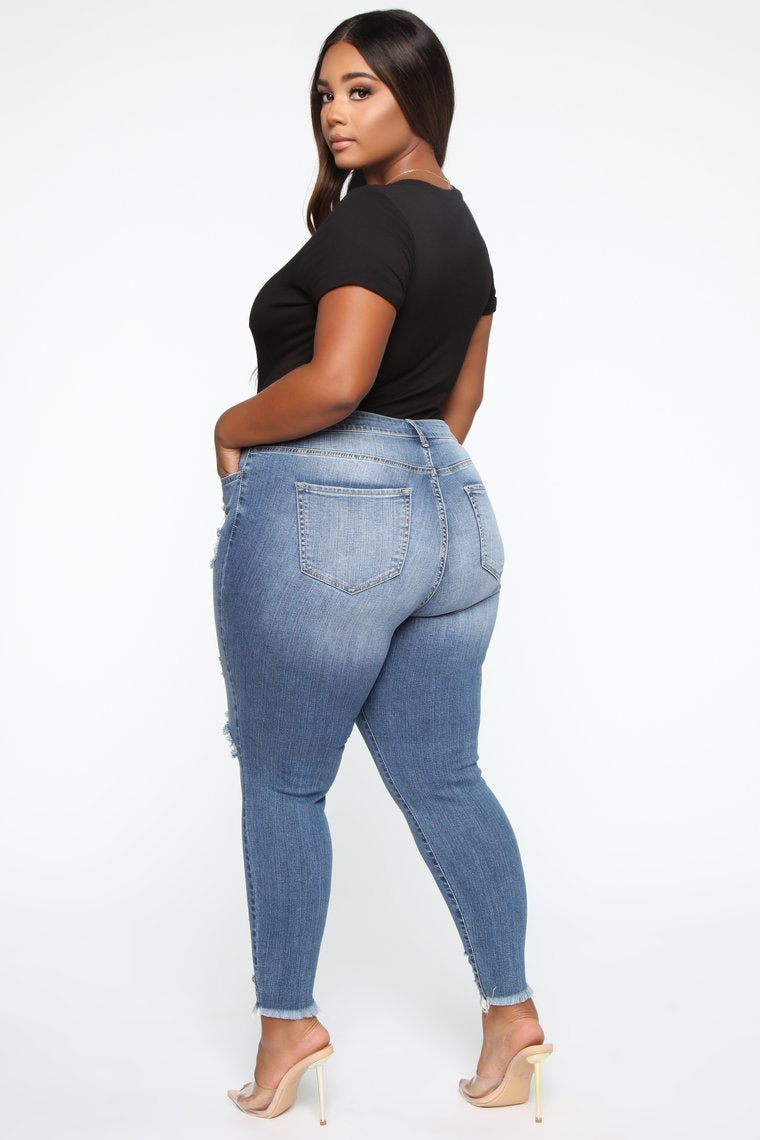 Stretch Ripped Women Plus Size Jeans