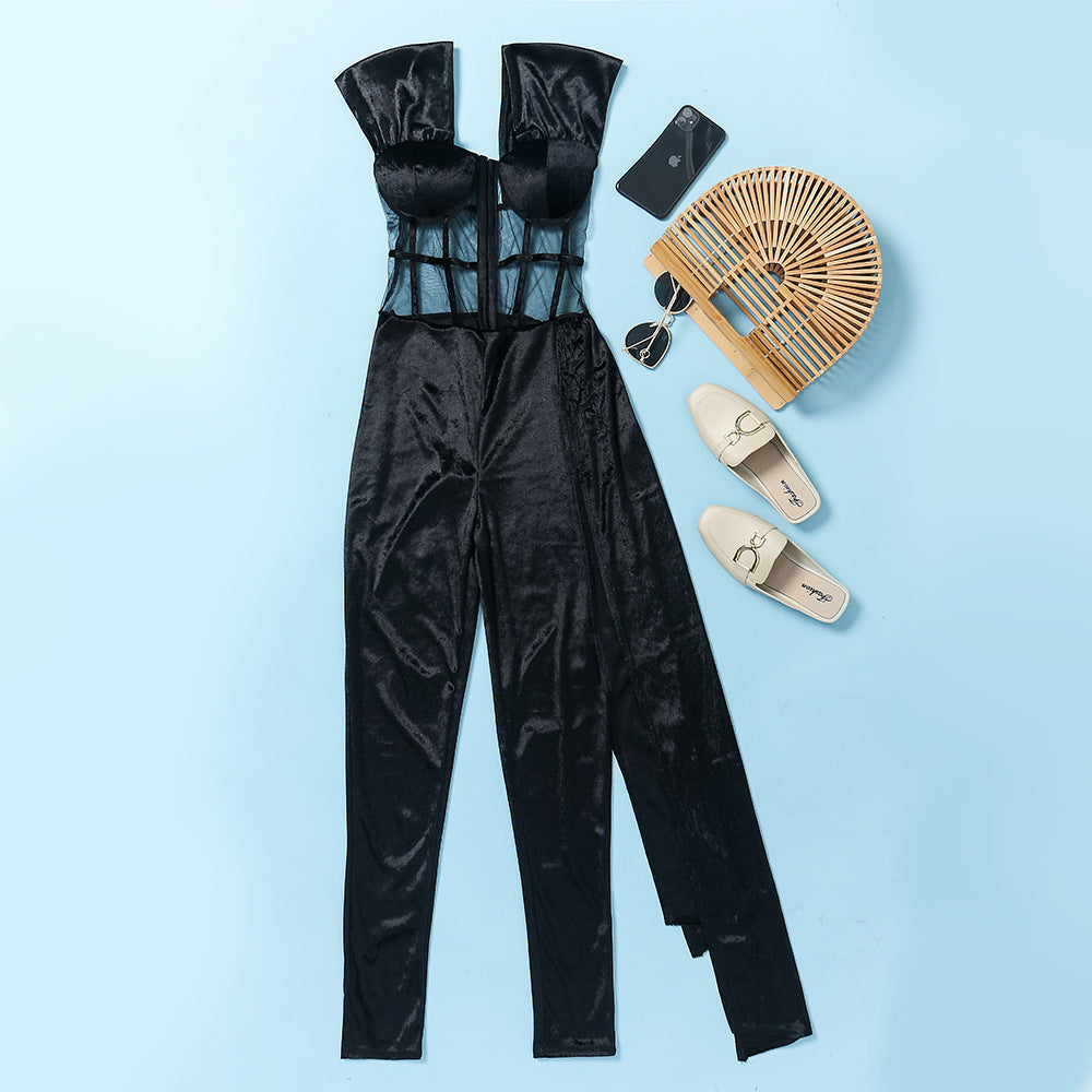 Velvet Slim Fit Jumpsuit