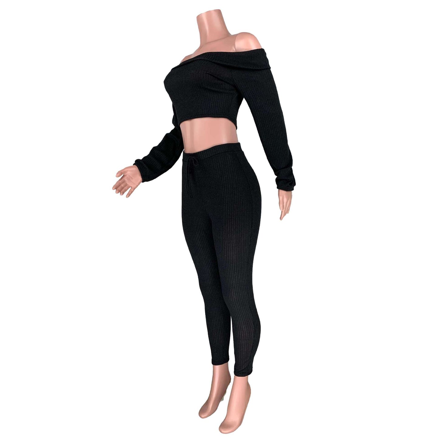 One-piece shoulder fold collar two-piece set