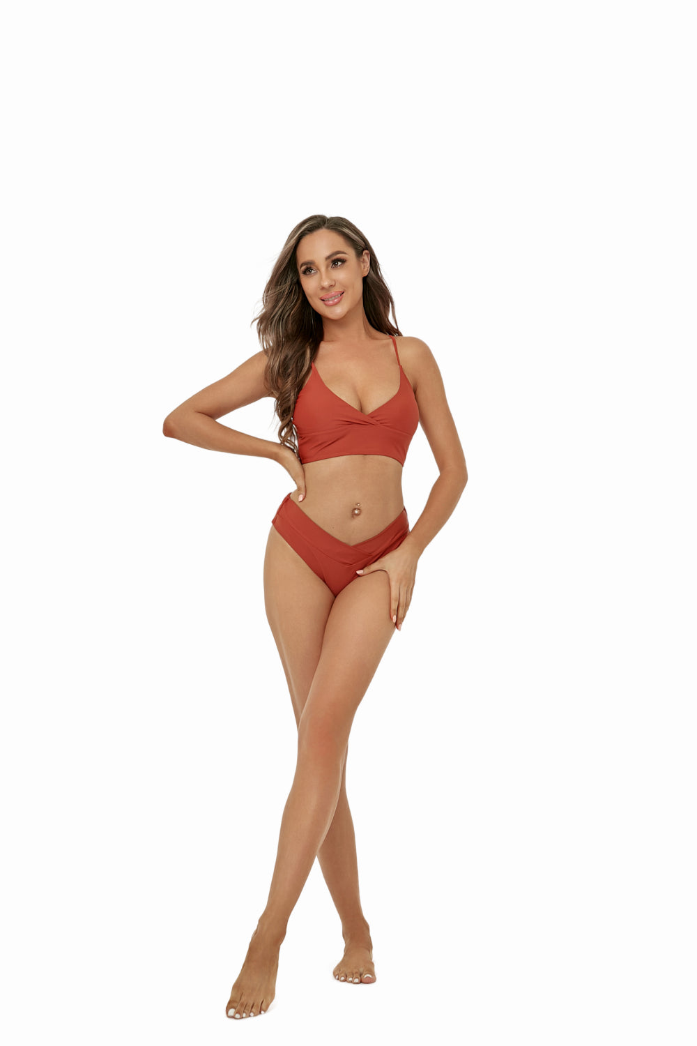 Ruched Detail Spaghetti Strap Bikini Set