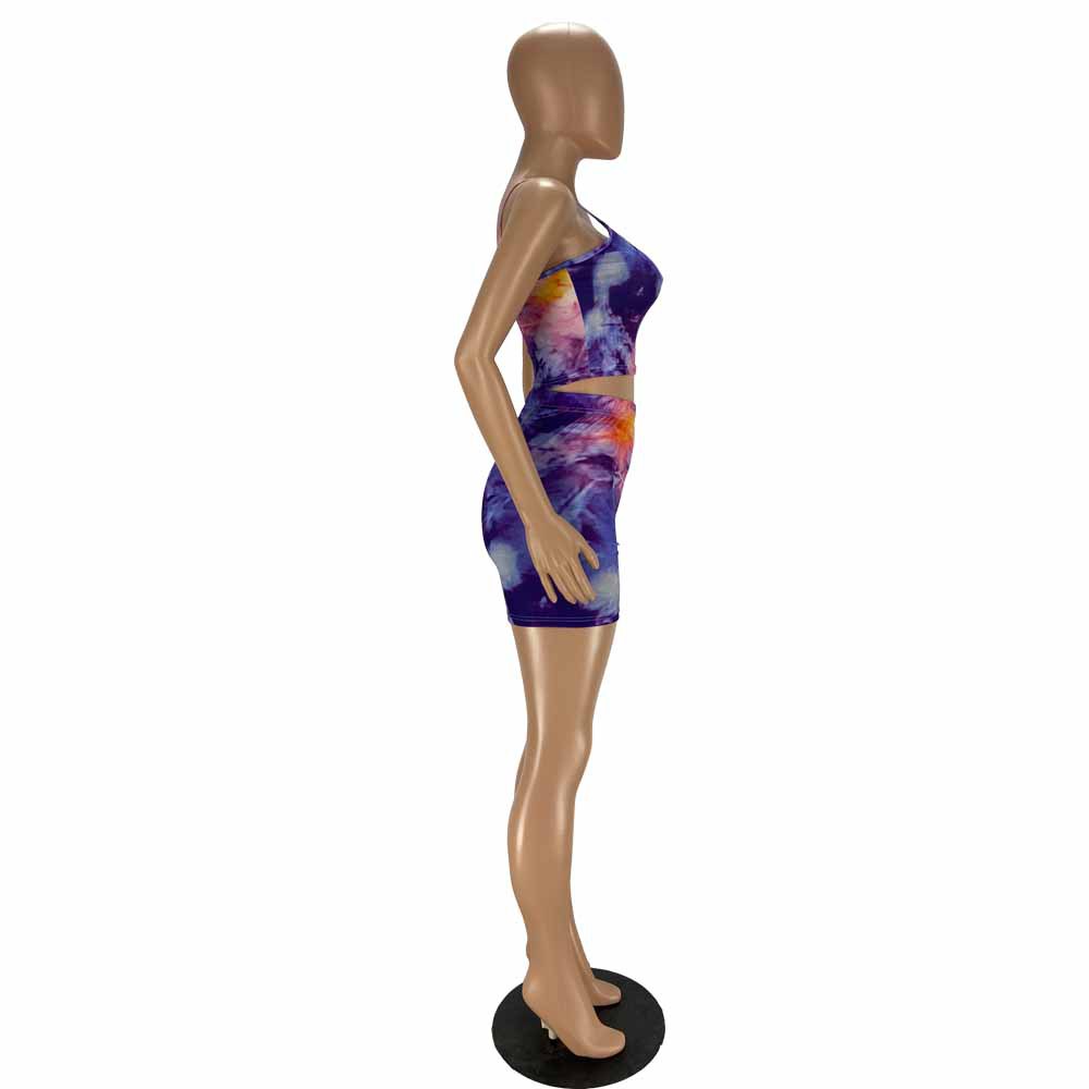 Fashion Print Crop Tank Top & Shorts Sexy Two-Piece Set