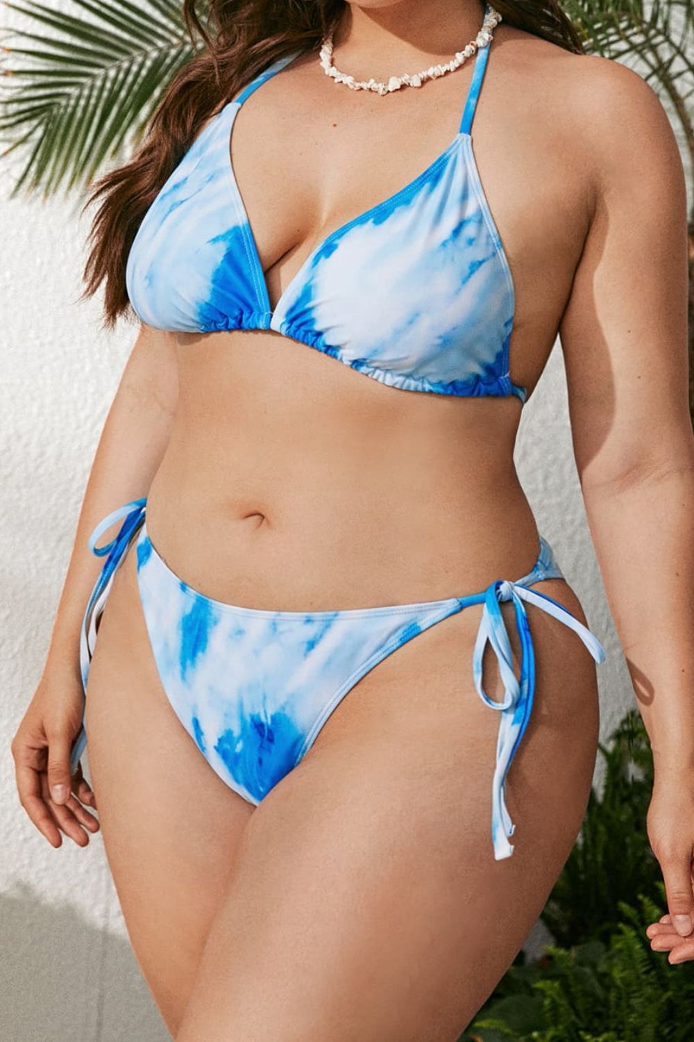 Tie-Dye Halter Neck Drawstring Three-Piece Swim Set