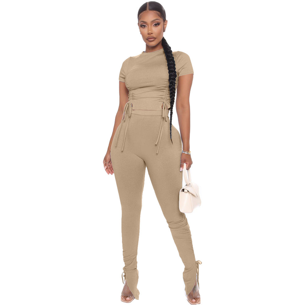 Crop Top And Pants Matching Two Piece Set
