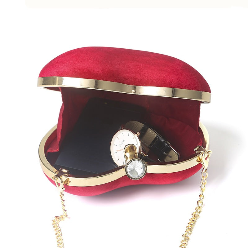 Plush Heart Shaped Chain Purse