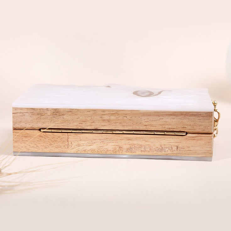 New Unique Design Wooden Acrylic White Face Purse