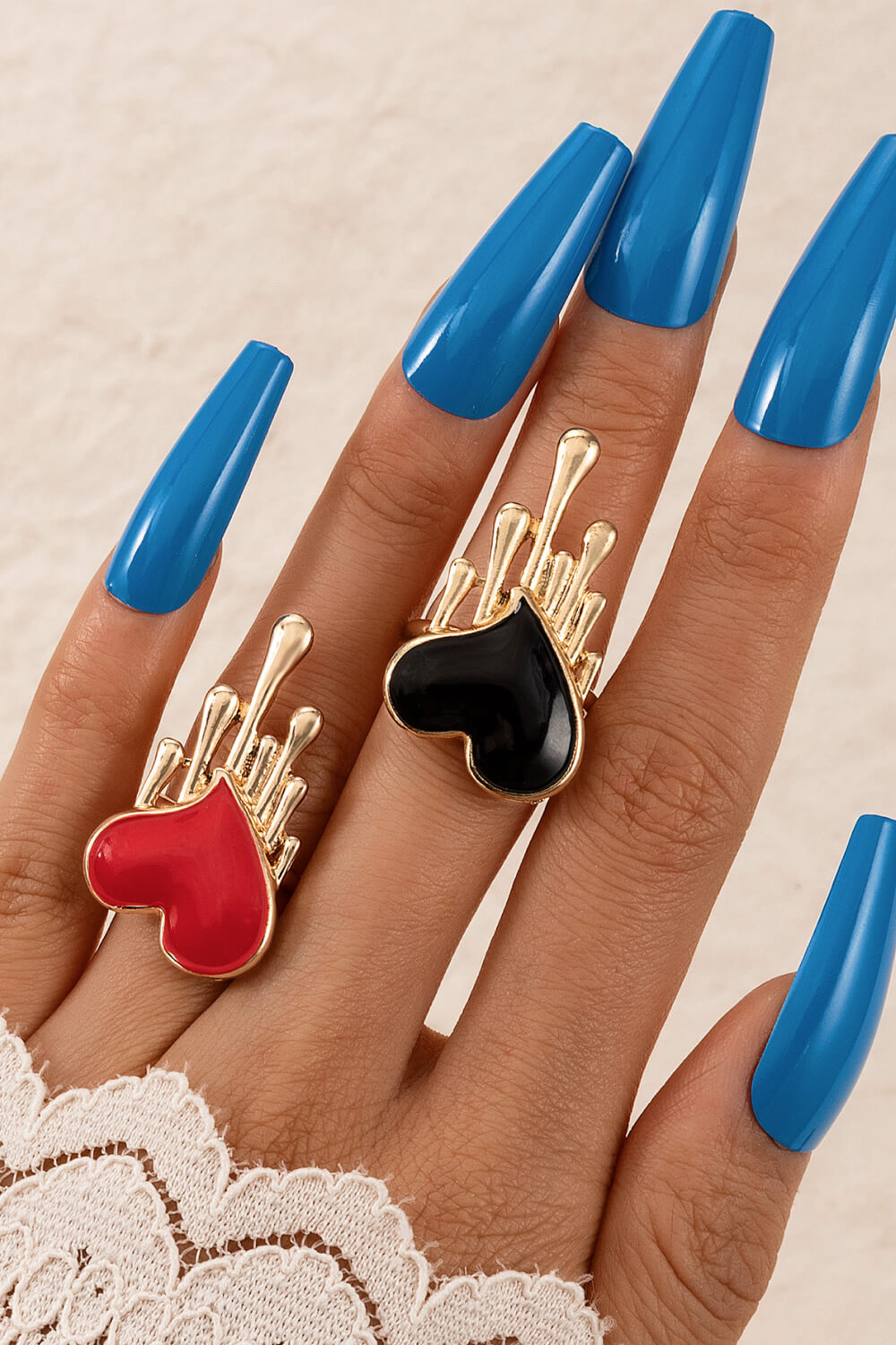 2-Piece Heart-Shape Ring Set