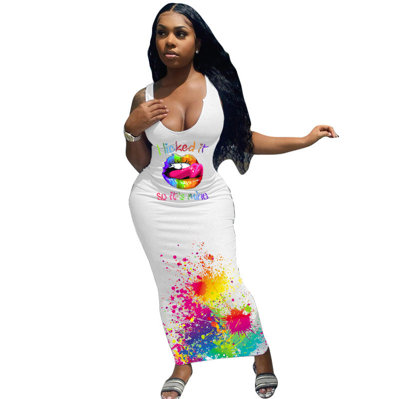 Women's Summer Breathable Long Skirt Fashion Print Casual Dress