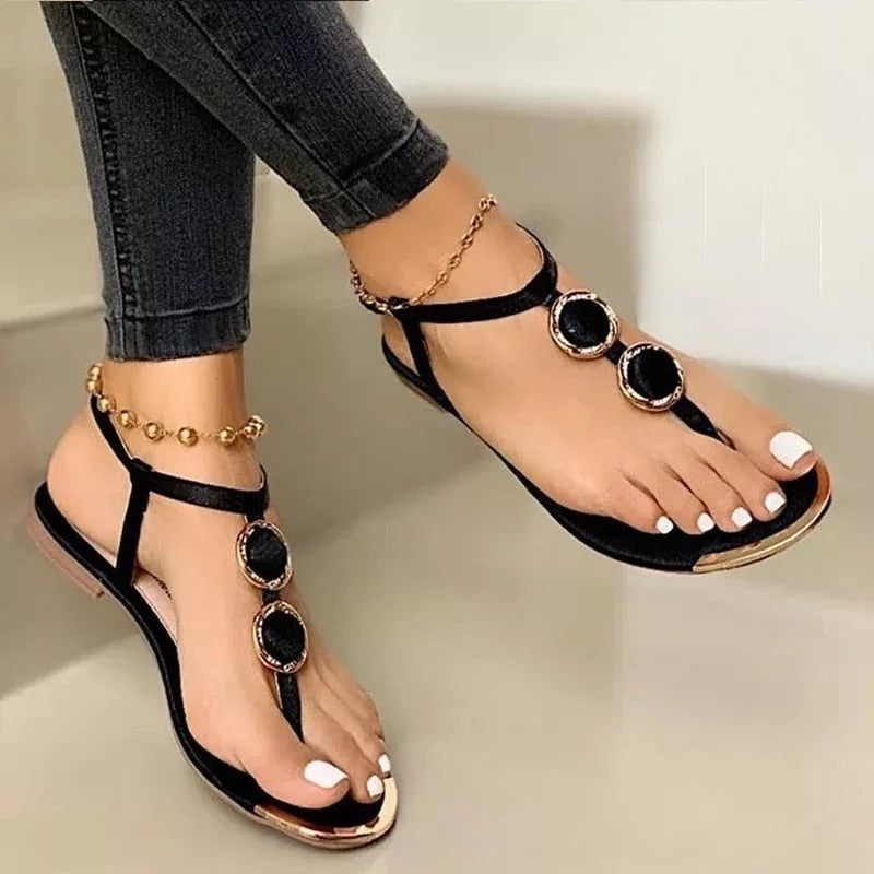 Women's Summertime Gold Trim Sandals