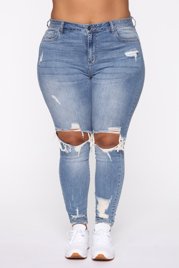 Stretch Ripped Women Plus Size Jeans