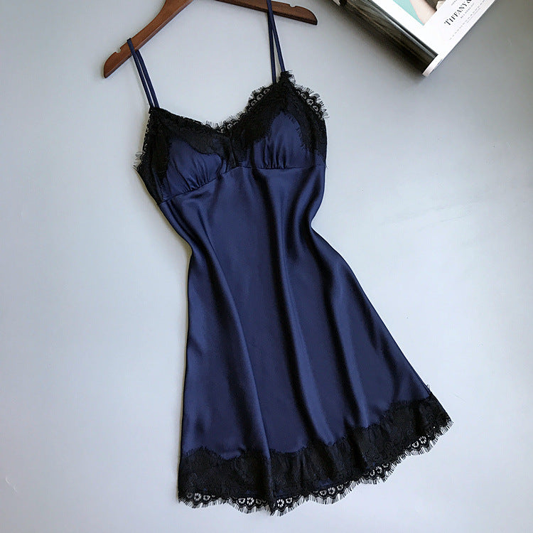V-neck Lace Hem Strap Nightgown