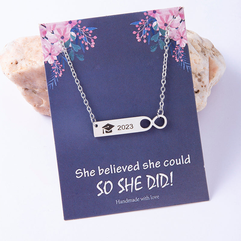 Class Of 2023 Necklace For Graduate Stainless Steel Infinity Symbol Graduation Necklace With Gift Card